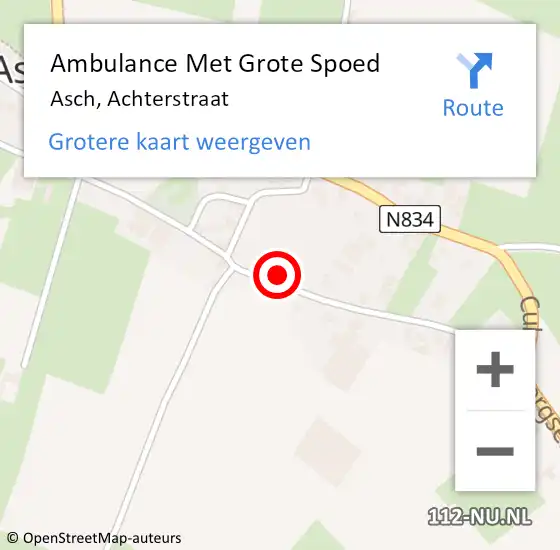 Locatie op kaart van de 112 melding: Ambulance Met Grote Spoed Naar Asch, Achterstraat op 25 juni 2016 10:25