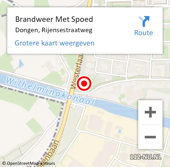 Locatie op kaart van de 112 melding: Brandweer Met Spoed Naar Dongen, Rijensestraatweg op 25 juni 2016 11:17