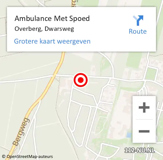 Locatie op kaart van de 112 melding: Ambulance Met Spoed Naar Overberg, Dwarsweg op 25 juni 2016 11:34