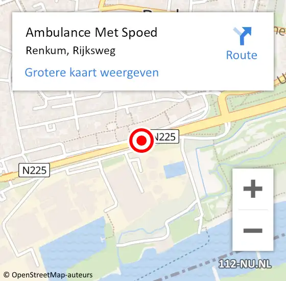 Locatie op kaart van de 112 melding: Ambulance Met Spoed Naar Renkum, Rijksweg op 25 juni 2016 11:45