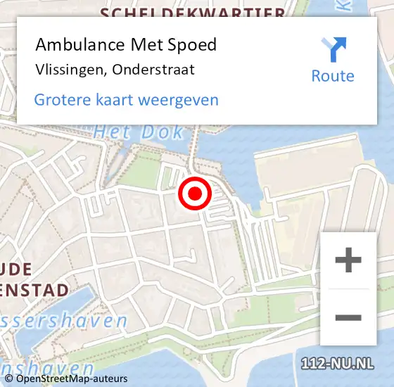 Locatie op kaart van de 112 melding: Ambulance Met Spoed Naar Vlissingen, Onderstraat op 25 juni 2016 11:59