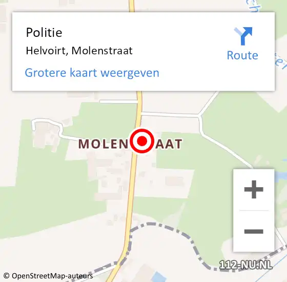 Locatie op kaart van de 112 melding: Politie Helvoirt, Molenstraat op 25 juni 2016 12:01
