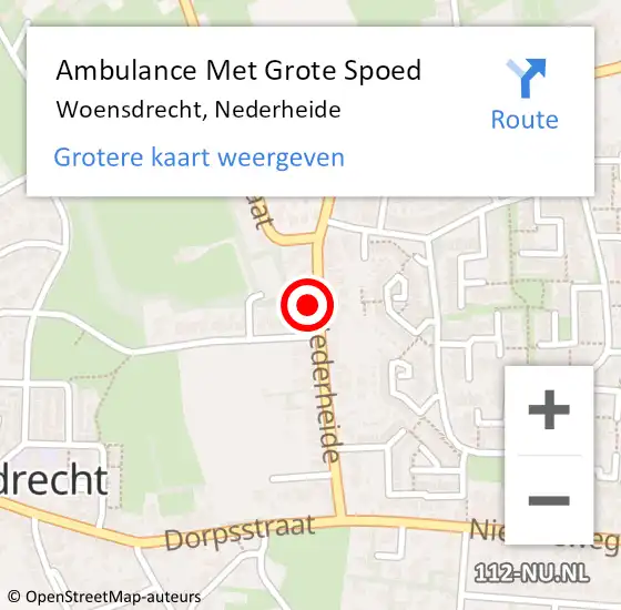 Locatie op kaart van de 112 melding: Ambulance Met Grote Spoed Naar Woensdrecht, Nederheide op 25 juni 2016 12:31