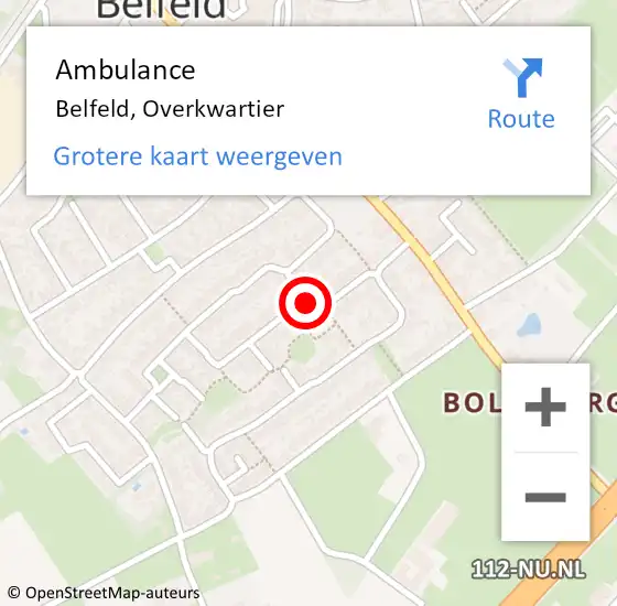 Locatie op kaart van de 112 melding: Ambulance Belfeld, Overkwartier op 25 juni 2016 13:10