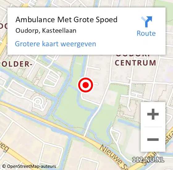 Locatie op kaart van de 112 melding: Ambulance Met Grote Spoed Naar Oudorp, Kasteellaan op 25 juni 2016 13:12