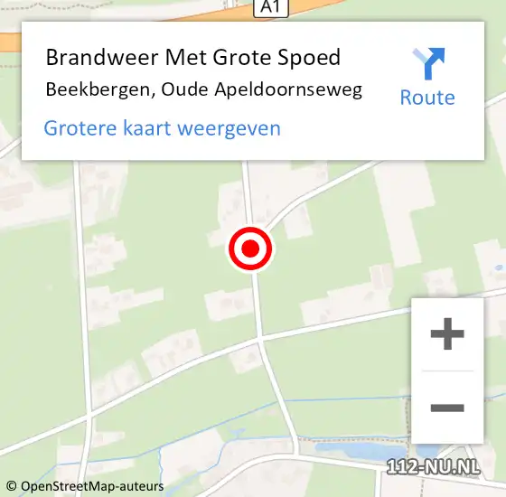 Locatie op kaart van de 112 melding: Brandweer Met Grote Spoed Naar Beekbergen, Oude Apeldoornseweg op 25 juni 2016 13:49