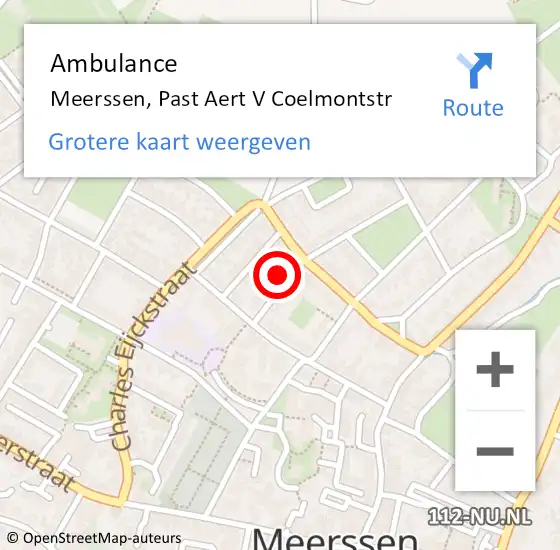 Locatie op kaart van de 112 melding: Ambulance Meerssen, Past Aert V Coelmontstr op 19 december 2013 11:11