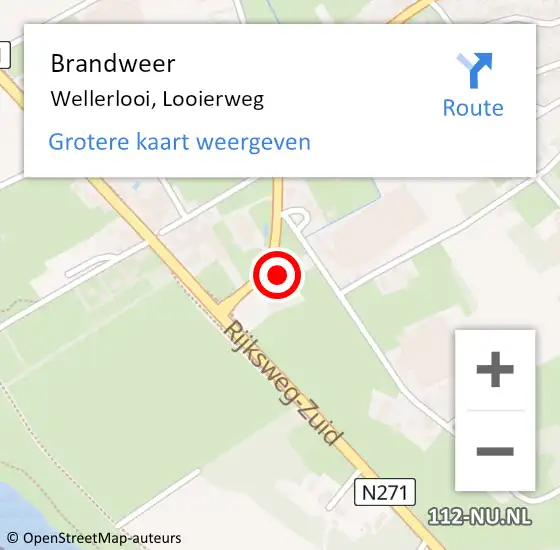 Locatie op kaart van de 112 melding: Brandweer Wellerlooi, Looierweg op 25 juni 2016 14:40