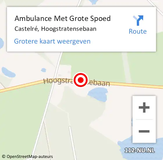 Locatie op kaart van de 112 melding: Ambulance Met Grote Spoed Naar Castelré, Hoogstratensebaan op 25 juni 2016 14:52