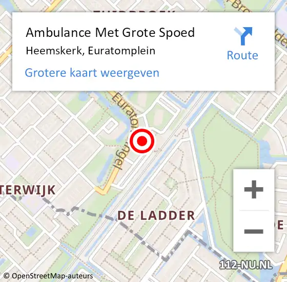 Locatie op kaart van de 112 melding: Ambulance Met Grote Spoed Naar Heemskerk, Euratomplein op 25 juni 2016 15:18