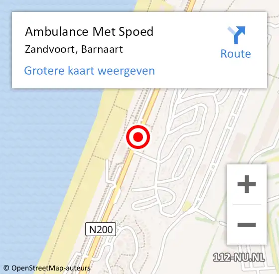 Locatie op kaart van de 112 melding: Ambulance Met Spoed Naar Zandvoort, Barnaart op 25 juni 2016 16:01