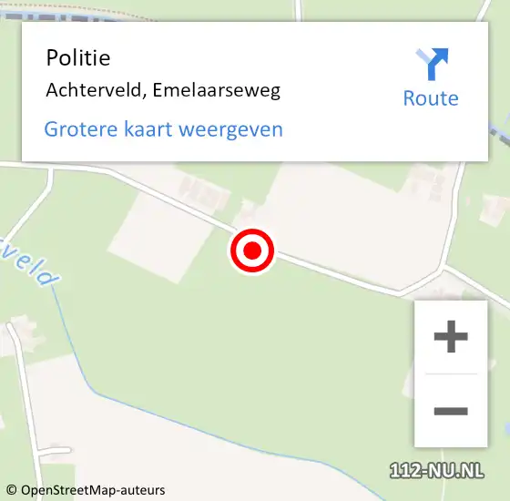 Locatie op kaart van de 112 melding: Politie Achterveld, Emelaarseweg op 25 juni 2016 16:10