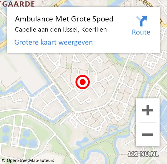 Locatie op kaart van de 112 melding: Ambulance Met Grote Spoed Naar Capelle aan den IJssel, Koerillen op 25 juni 2016 17:10
