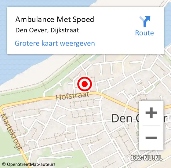 Locatie op kaart van de 112 melding: Ambulance Met Spoed Naar Den Oever, Dijkstraat op 25 juni 2016 17:10