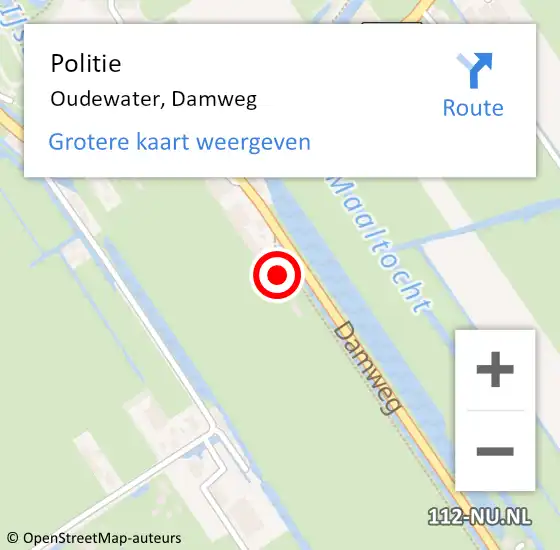 Locatie op kaart van de 112 melding: Politie Oudewater, Damweg op 25 juni 2016 19:14