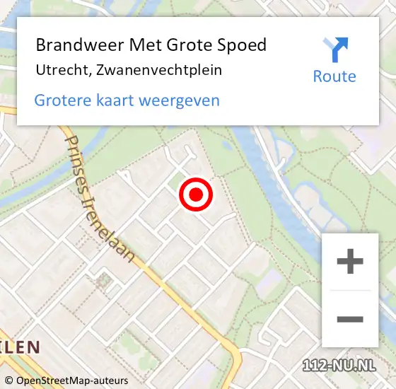 Locatie op kaart van de 112 melding: Brandweer Met Grote Spoed Naar Utrecht, Zwanenvechtplein op 25 juni 2016 19:36