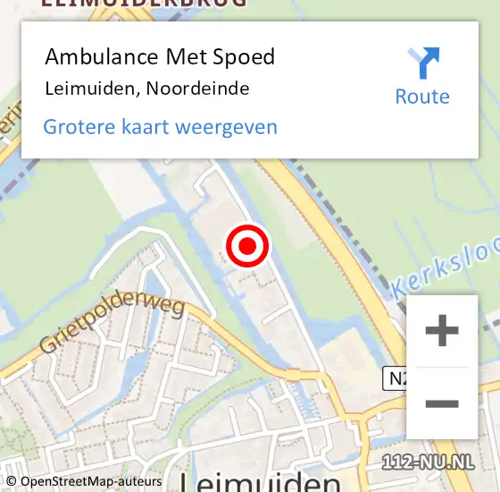 Locatie op kaart van de 112 melding: Ambulance Met Spoed Naar Leimuiden, Noordeinde op 25 juni 2016 20:41