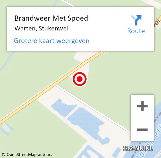 Locatie op kaart van de 112 melding: Brandweer Met Spoed Naar Warten, Stukenwei op 25 juni 2016 21:11