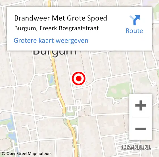 Locatie op kaart van de 112 melding: Brandweer Met Grote Spoed Naar Burgum, Freerk Bosgraafstraat op 25 juni 2016 21:23