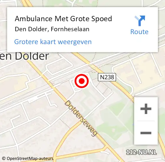 Locatie op kaart van de 112 melding: Ambulance Met Grote Spoed Naar Den Dolder, Fornheselaan op 25 juni 2016 21:54