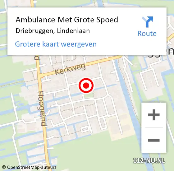 Locatie op kaart van de 112 melding: Ambulance Met Grote Spoed Naar Driebruggen, Lindenlaan op 25 juni 2016 21:56