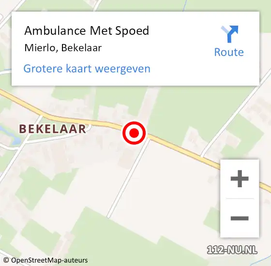 Locatie op kaart van de 112 melding: Ambulance Met Spoed Naar Mierlo, Bekelaar op 25 juni 2016 22:20