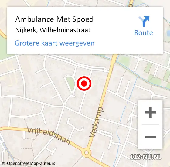 Locatie op kaart van de 112 melding: Ambulance Met Spoed Naar Nijkerk, Wilhelminastraat op 25 juni 2016 23:53