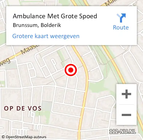 Locatie op kaart van de 112 melding: Ambulance Met Grote Spoed Naar Brunssum, Bolderik op 26 juni 2016 00:17