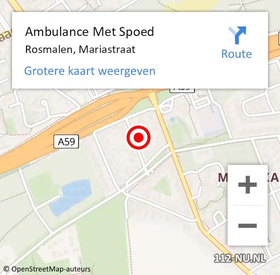 Locatie op kaart van de 112 melding: Ambulance Met Spoed Naar Rosmalen, Mariastraat op 26 juni 2016 01:51