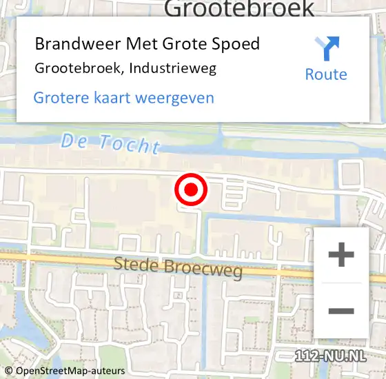 Locatie op kaart van de 112 melding: Brandweer Met Grote Spoed Naar Grootebroek, Industrieweg op 26 juni 2016 02:39