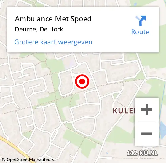 Locatie op kaart van de 112 melding: Ambulance Met Spoed Naar Deurne, De Hork op 26 juni 2016 02:41