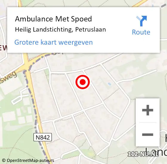 Locatie op kaart van de 112 melding: Ambulance Met Spoed Naar Heilig Landstichting, Petruslaan op 26 juni 2016 03:03