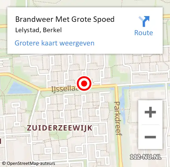 Locatie op kaart van de 112 melding: Brandweer Met Grote Spoed Naar Lelystad, Berkel op 26 juni 2016 03:10