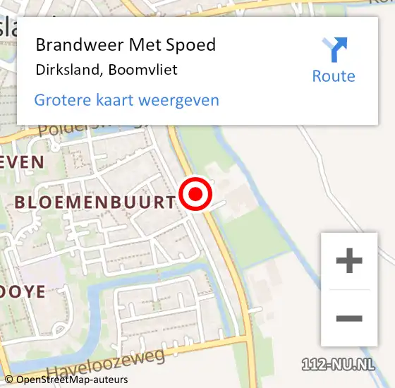 Locatie op kaart van de 112 melding: Brandweer Met Spoed Naar Dirksland, Boomvliet op 26 juni 2016 04:02