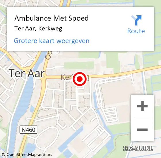 Locatie op kaart van de 112 melding: Ambulance Met Spoed Naar Ter Aar, Kerkweg op 26 juni 2016 04:23