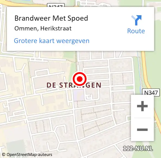 Locatie op kaart van de 112 melding: Brandweer Met Spoed Naar Ommen, Herikstraat op 26 juni 2016 04:31