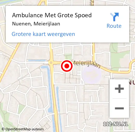 Locatie op kaart van de 112 melding: Ambulance Met Grote Spoed Naar Nuenen, Meierijlaan op 26 juni 2016 05:03