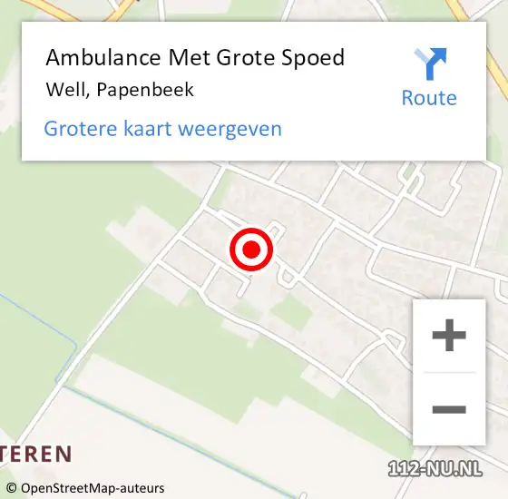 Locatie op kaart van de 112 melding: Ambulance Met Grote Spoed Naar Well, Papenbeek op 26 juni 2016 08:03