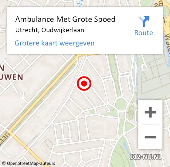 Locatie op kaart van de 112 melding: Ambulance Met Grote Spoed Naar Utrecht, Oudwijkerlaan op 26 juni 2016 10:27