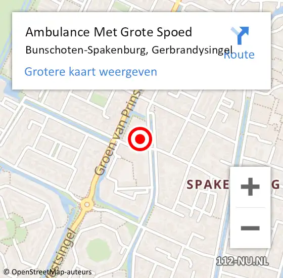 Locatie op kaart van de 112 melding: Ambulance Met Grote Spoed Naar Bunschoten-Spakenburg, Gerbrandysingel op 26 juni 2016 10:39