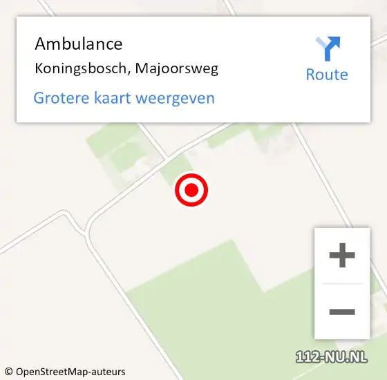 Locatie op kaart van de 112 melding: Ambulance Koningsbosch, Majoorsweg op 26 juni 2016 11:04