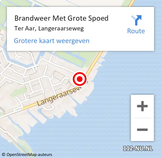 Locatie op kaart van de 112 melding: Brandweer Met Grote Spoed Naar Ter Aar, Langeraarseweg op 26 juni 2016 11:07