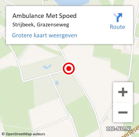 Locatie op kaart van de 112 melding: Ambulance Met Spoed Naar Strijbeek, Grazenseweg op 26 juni 2016 11:11