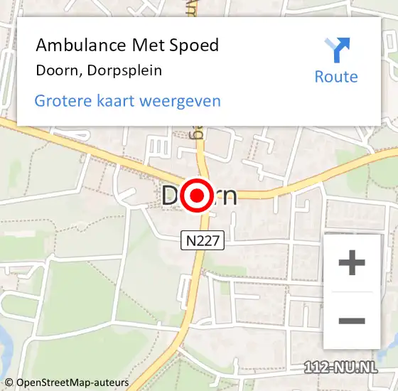 Locatie op kaart van de 112 melding: Ambulance Met Spoed Naar Doorn, Dorpsplein op 26 juni 2016 11:14