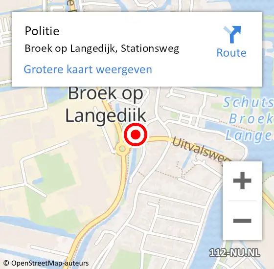 Locatie op kaart van de 112 melding: Politie Broek op Langedijk, Stationsweg op 26 juni 2016 11:59