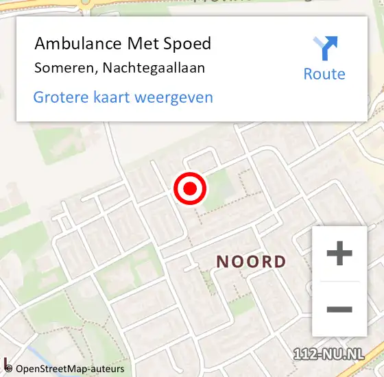 Locatie op kaart van de 112 melding: Ambulance Met Spoed Naar Someren, Nachtegaallaan op 26 juni 2016 12:09