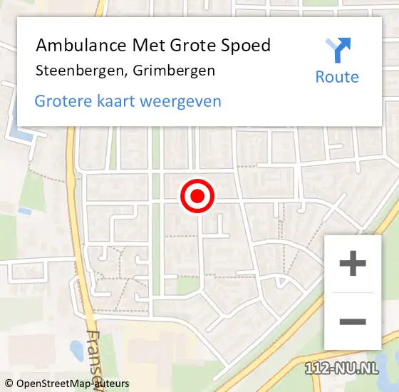 Locatie op kaart van de 112 melding: Ambulance Met Grote Spoed Naar Steenbergen, Grimbergen op 26 juni 2016 12:21