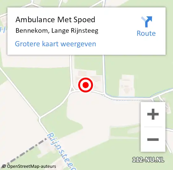 Locatie op kaart van de 112 melding: Ambulance Met Spoed Naar Bennekom, Lange Rijnsteeg op 26 juni 2016 12:29