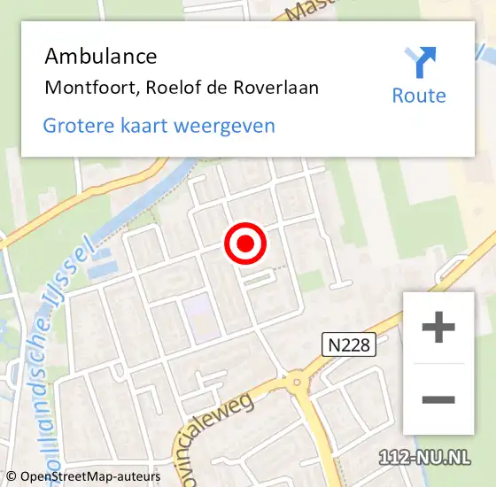 Locatie op kaart van de 112 melding: Ambulance Montfoort, Roelof de Roverlaan op 26 juni 2016 12:34