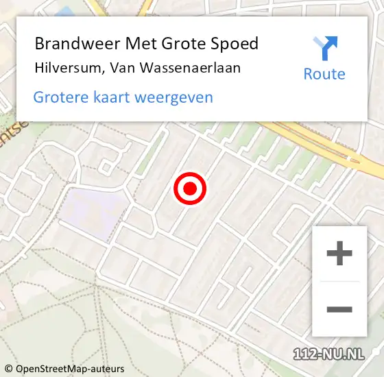 Locatie op kaart van de 112 melding: Brandweer Met Grote Spoed Naar Hilversum, Van Wassenaerlaan op 26 juni 2016 12:38